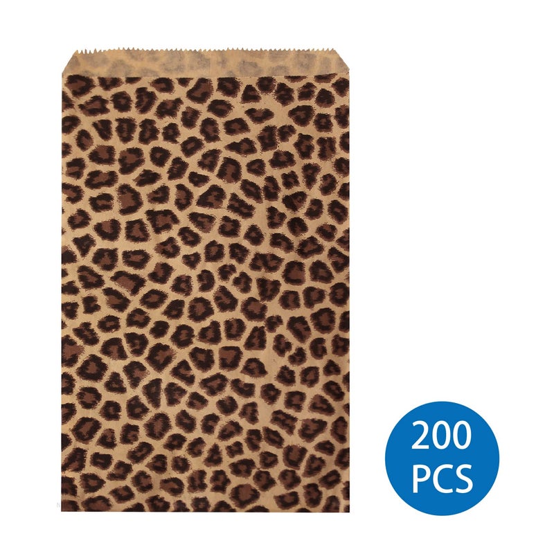 Ikee Design 200 Pcs of 6 X 9 Inch Flat Plain Prints Paper or Patterned Kraft Bags for Candy, Cookies, Merchandise, Party Favors, Gift, Small Paper Bags, Leopard Pattern - Image 3